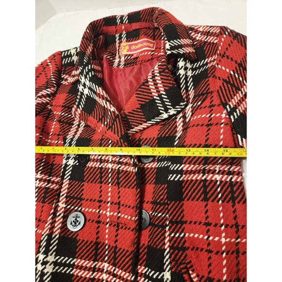 Vintage Dollhouse Plaid Stitch Christmas Girl XL 14 16 Coat Festive Preppy Fairy - Picture 7 of 9